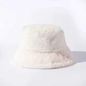 Chapeau bob fourrure uni beige